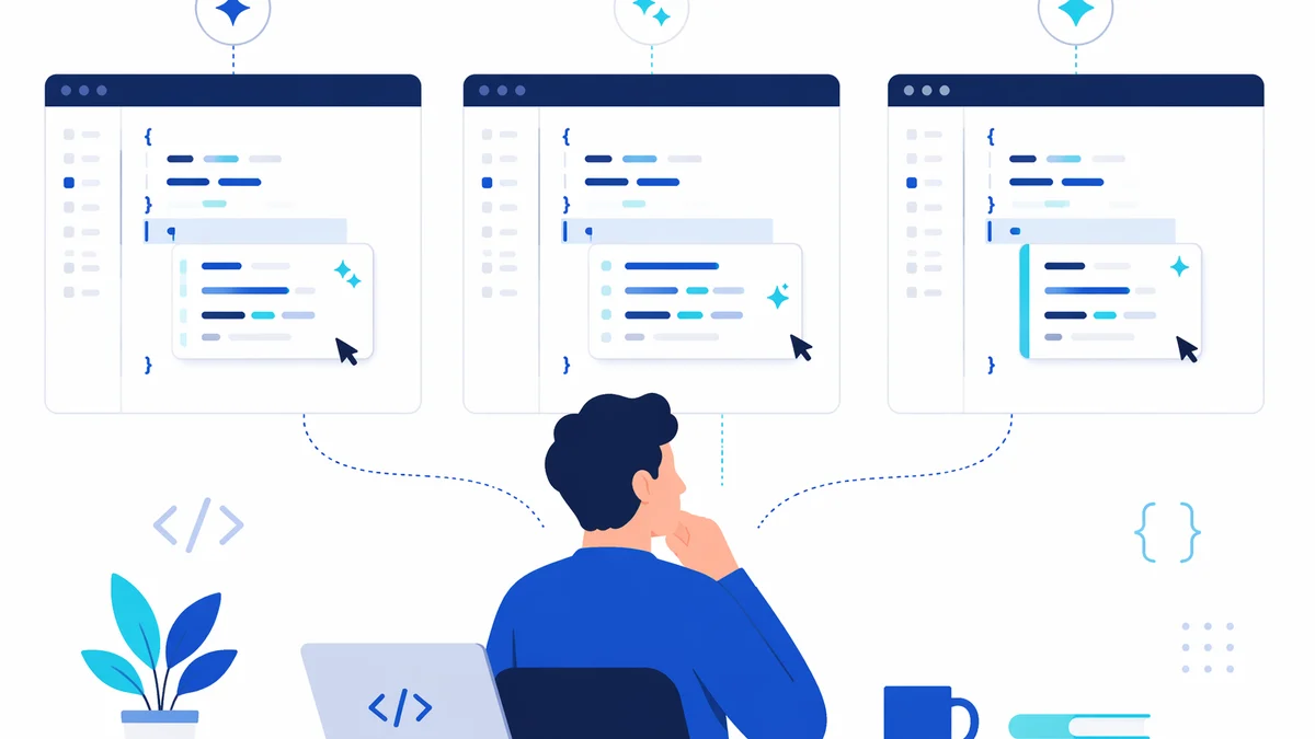 Decision flow showing which AI coding assistant fits AI-native workflow, GitHub ecosystem, or enterprise codebase needs